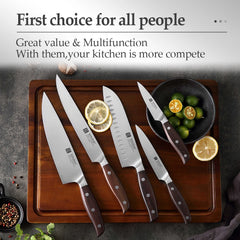 XINZUO High Quality 3.5+5+8+8+8"  Paring Utility Cleaver Chef Knife Germany 1.4116 Stainless Steel 1PCS 5PCS Kitchen Knife Sets