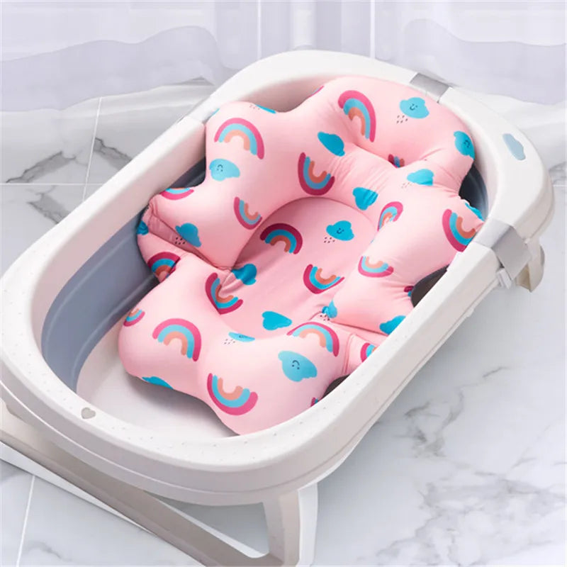 Baby Shower Bath Tub Pad Non-Slip Bathtub Mat Newborn Safety Security Bath Support Cushion Animal Soft Pillow Care Accessories