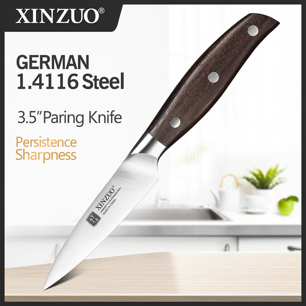 XINZUO High Quality 3.5+5+8+8+8"  Paring Utility Cleaver Chef Knife Germany 1.4116 Stainless Steel 1PCS 5PCS Kitchen Knife Sets