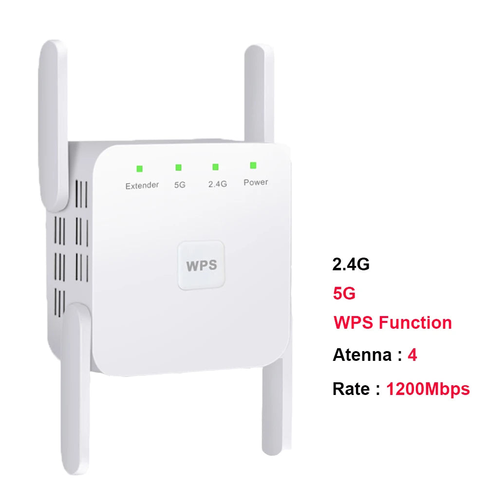 Wireless WiFi Repeater 2.4G/5Ghz Wi-Fi Amplifier Wi Fi Booster 300/1200 M Signal WiFi Long Range Extender Access Point