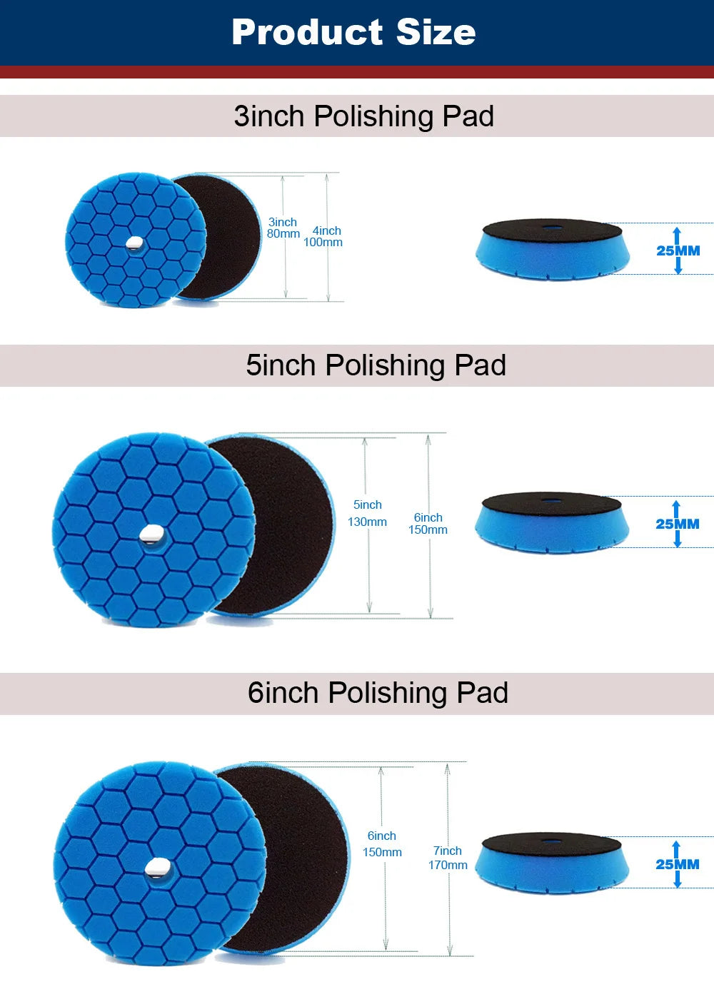 HUTU 3/5/6 Inch Sponge Polishing Pad Car Accessories Kit Car Wax 125mm Car Headlights Polishing Disc For RO/DA Polishier