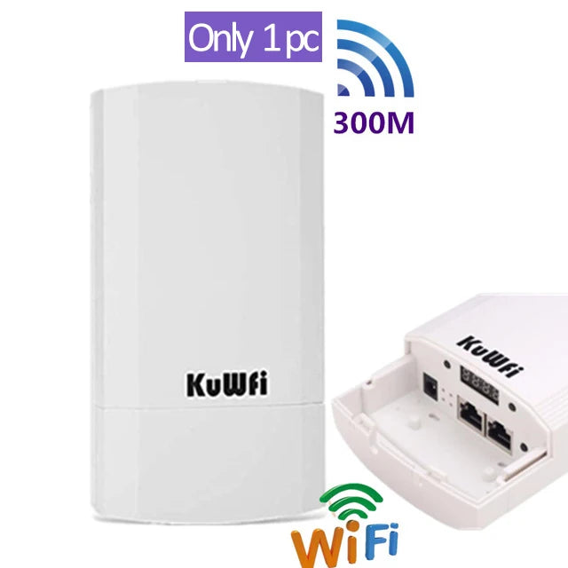 KuWfi Outdoor CPE Bridge Wireless Wi-Fi Access Point 300Mbps CPE Bridge PTP Long Range Extender AP Repeater Wi-Fi Signal 24V POE