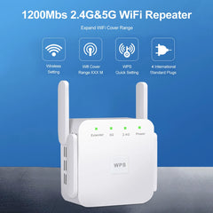 Wireless WiFi Repeater 2.4G/5Ghz Wi-Fi Amplifier Wi Fi Booster 300/1200 M Signal WiFi Long Range Extender Access Point