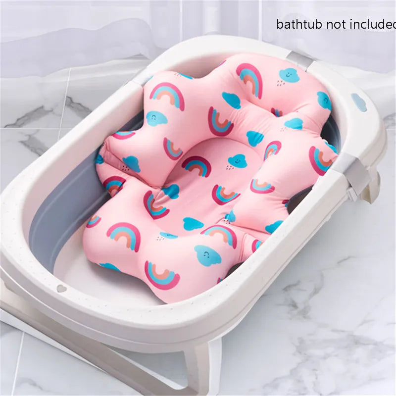 Baby Shower Bath Tub Pad Non-Slip Bathtub Mat Newborn Safety Security Bath Support Cushion Animal Soft Pillow Care Accessories