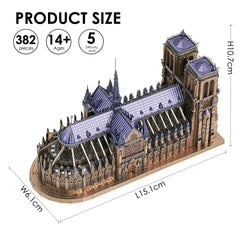 Piececool 3D Metal Puzzles Jigsaw, Notre Dame Cathedral Paris DIY Model Building Kits Toys for Adults Birthday Gifts