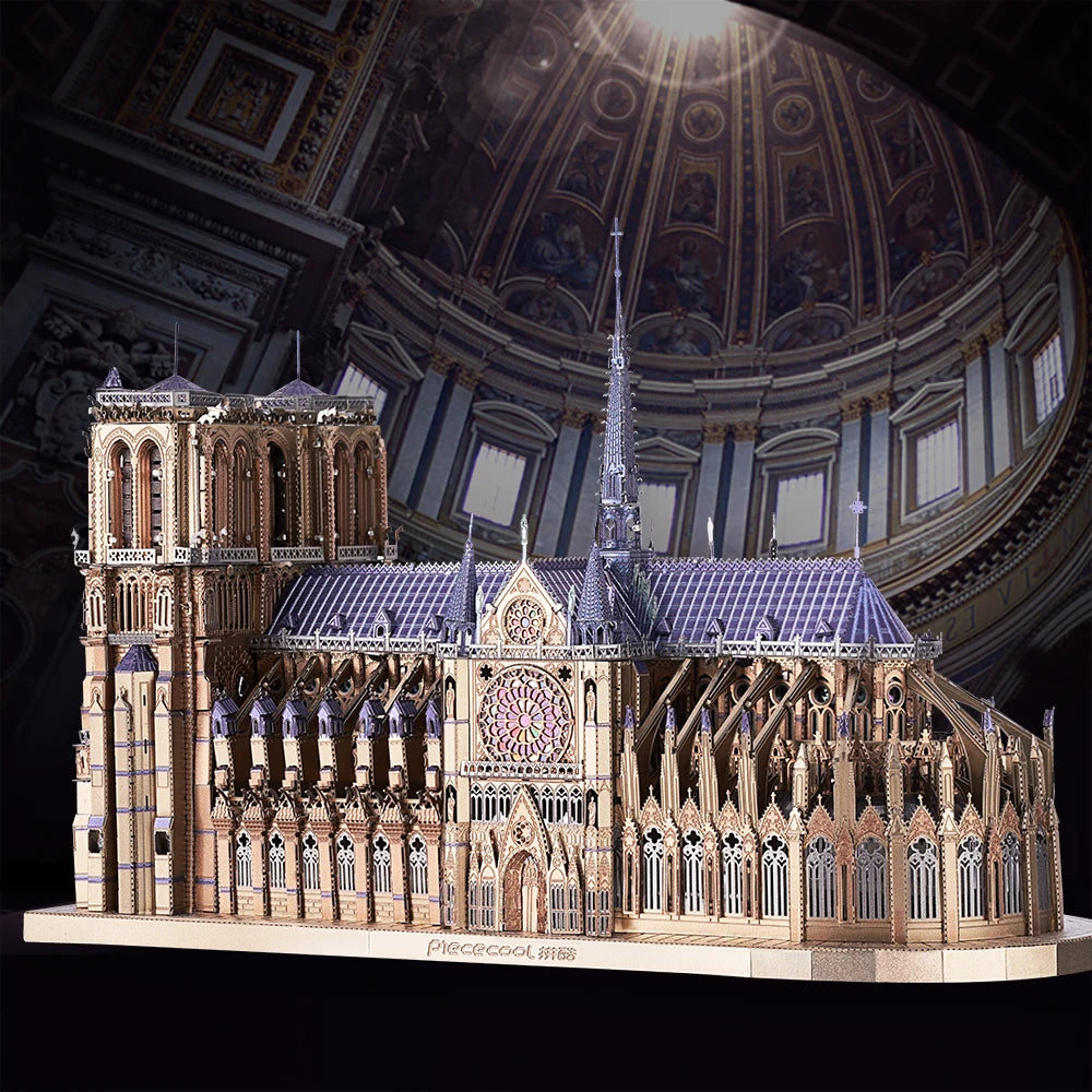 Piececool 3D Metal Puzzles Jigsaw, Notre Dame Cathedral Paris DIY Model Building Kits Toys for Adults Birthday Gifts