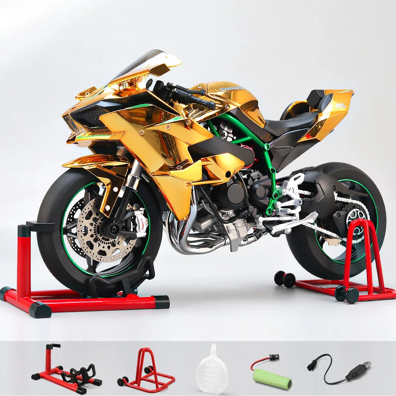 1:6 Kawasaki H2R Bootable Sprayable Dynamic Alloy Metal Diecast Motorcycle Model Sound And Light Birthday Gift Box For Boyfirend