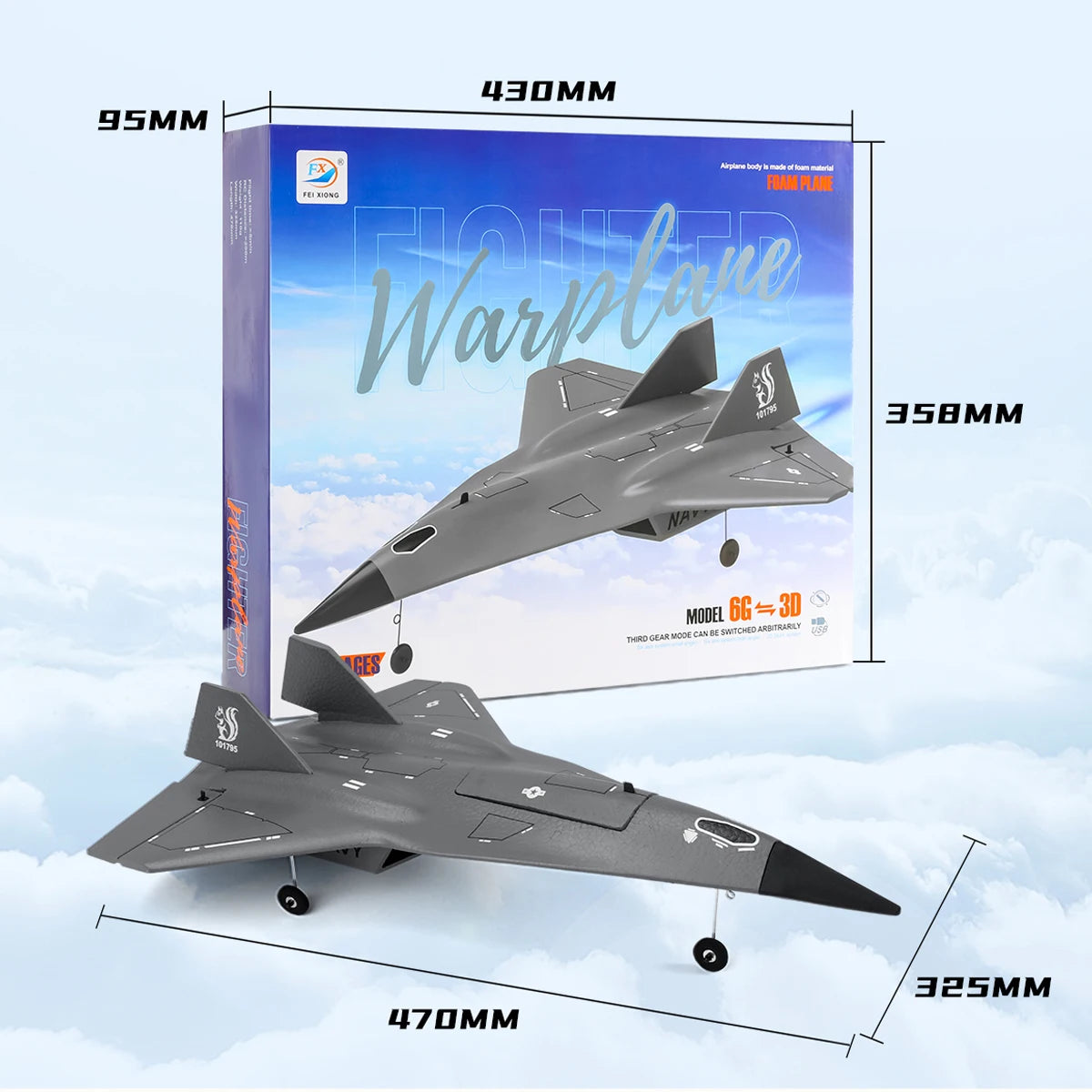 FX9672 RC Plane 4CH 2.4G Wireless Remote Control Airplane Jet Concealed Culvert Design with Powerful Motors Aircraft Toys