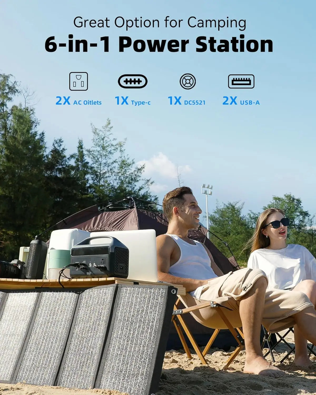 DaranEner 300W Solar Generator 179Wh Portable Power Station 56000mAh Rechargeable Battery for Outdoor Camping Home