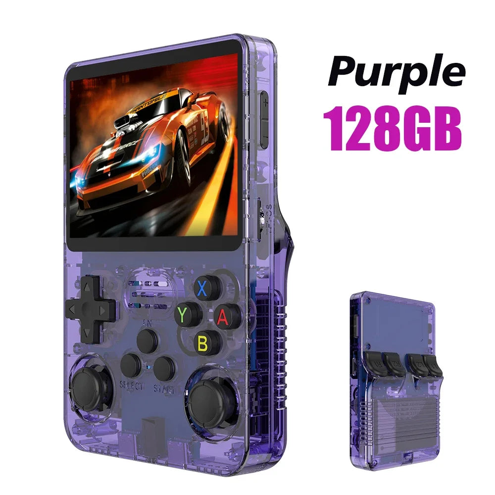 NEW Red R36S 128GB Retro Handheld Video Game Console Linux System 3.5 Inch IPS Screen Portable Pocket 64GB Gaming Boys Gift