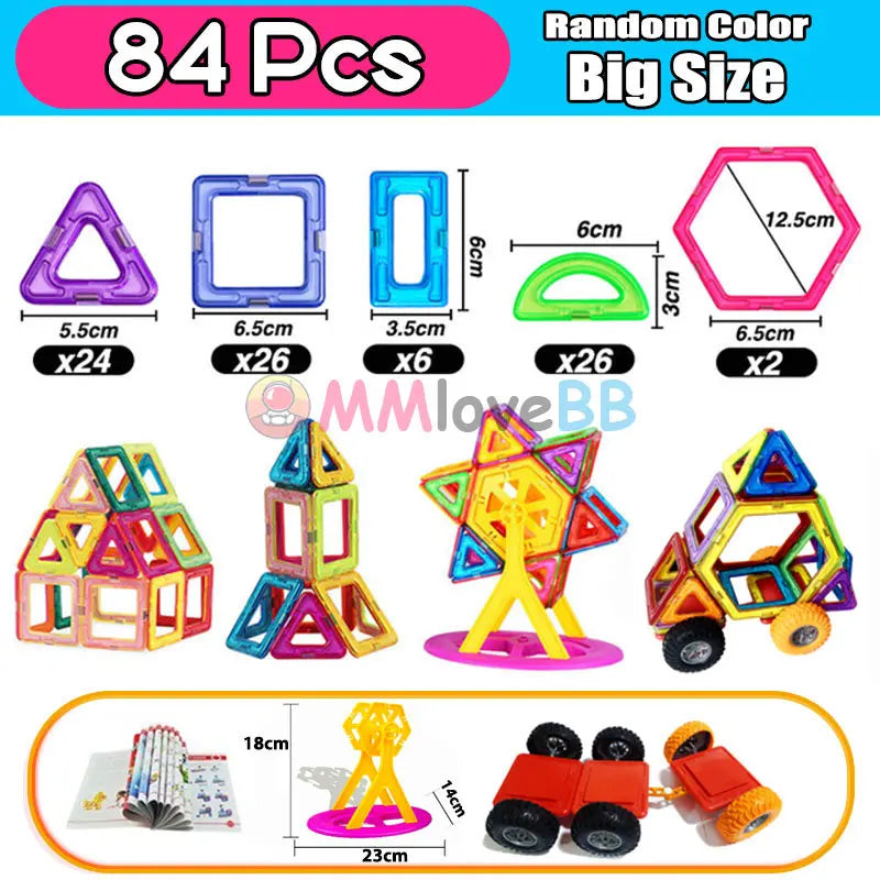 Magnets Toys for Kids Big Size Plus Magnetic Blocks for Children Designer Constructor Set Toys for Boys Building Blocks