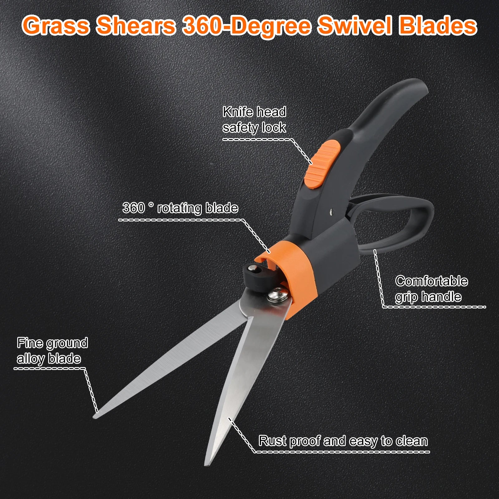 Grass Shears Multifunctional Gardening Mowers Scissors Sharp Tip Garden Shears Handheld Lawn Pruning Hedge Shears