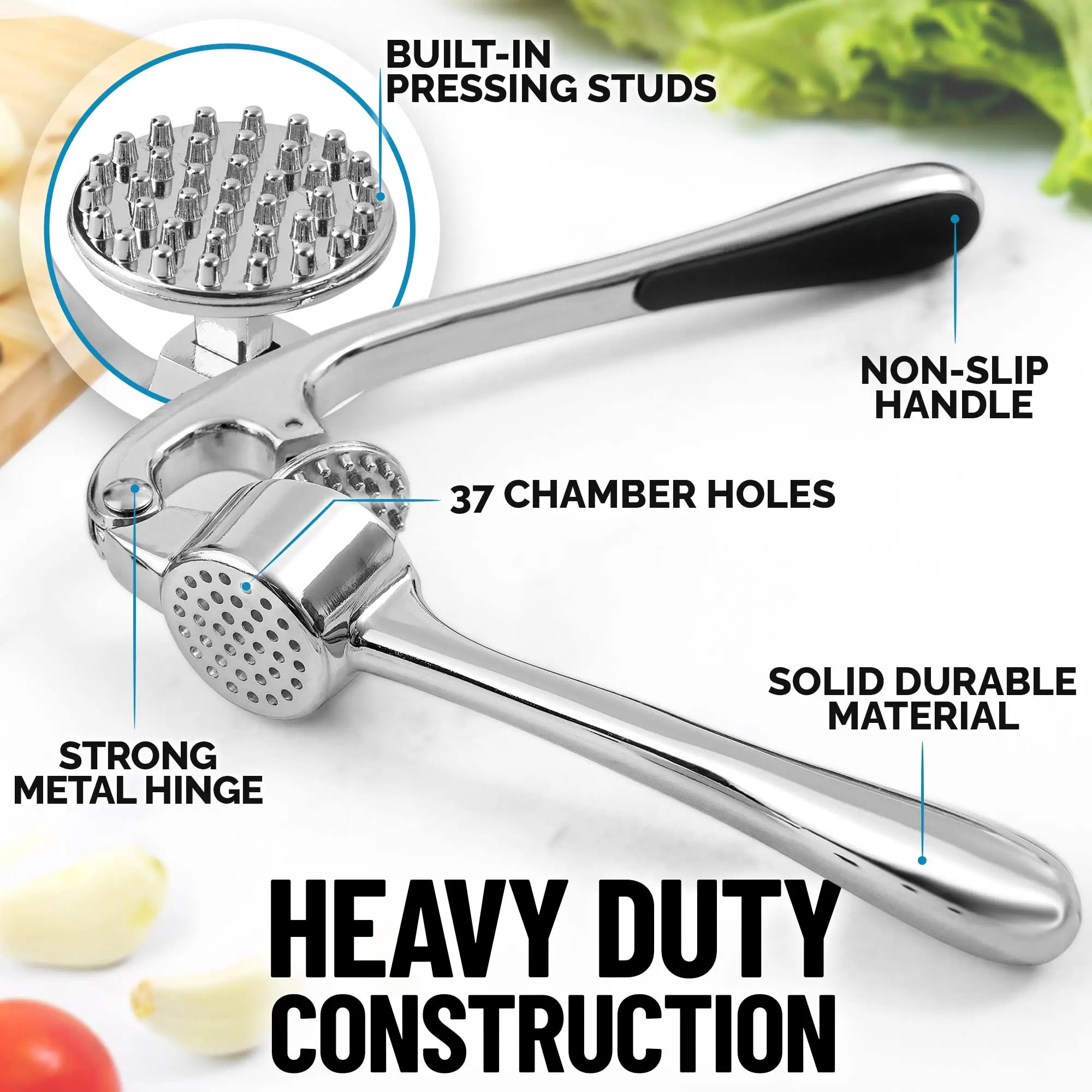 Kitchen Garlic Mincer Crusher Squeezer,Ginger Crusher with Good Grip, Easy to Clean,Garlic Press Rocker Grinder Tools