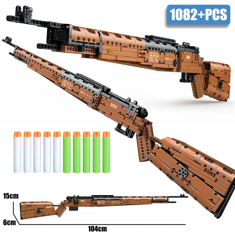 WW2 Series 1082pcs KAR-98 Sniper Rifle Weapon Building Blocks Military 98k Rifle Gun Model Bricks Toys For Childrens Boys Gifts