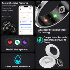 COLMI R11 Smart Ring, Fidget Spinner Anxiety Relieve Ring with Charging Case for Men, Health and Sleep Monitor, 5ATM Waterproof