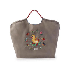 Draw String Hand Bag Oxford Cloth Embroidery Tote Reuseable Nylon Bag Portable Shoulder Bag Korea Bag Foldable Bag Embroidery