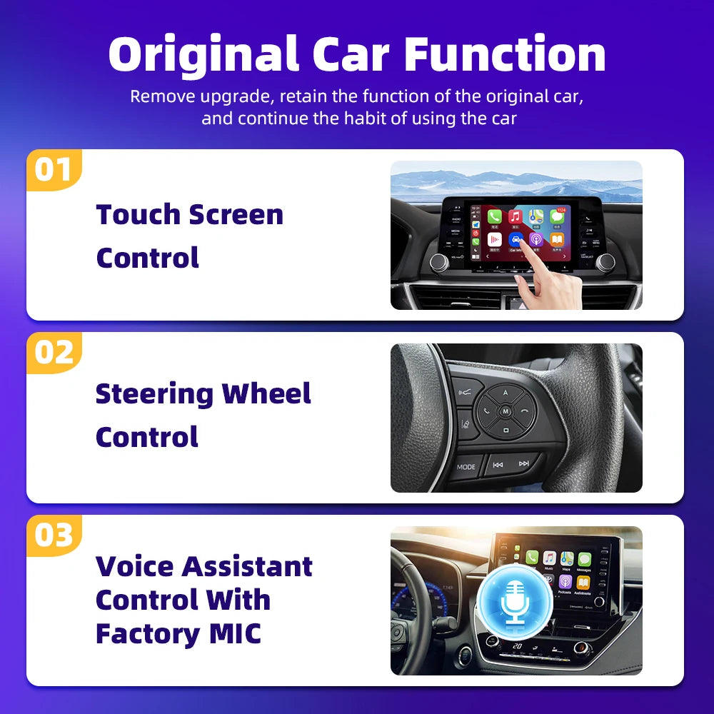 CarAiBOX RGB Mini Wired to Wireless CarPlay & Android auto Box Plug and Play For OEM Car Built-in wired CarPlay or Android auto