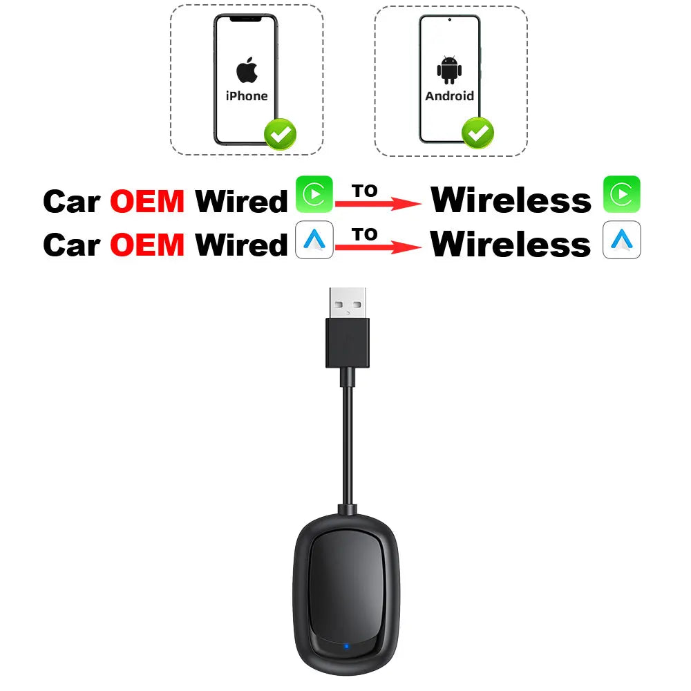 TIMEKNOW Wireless CarPlay Adapter for Apple iPhone Wired to Wireless Carplay Dongle Plug And Play USB Connection Auto Car Dongle