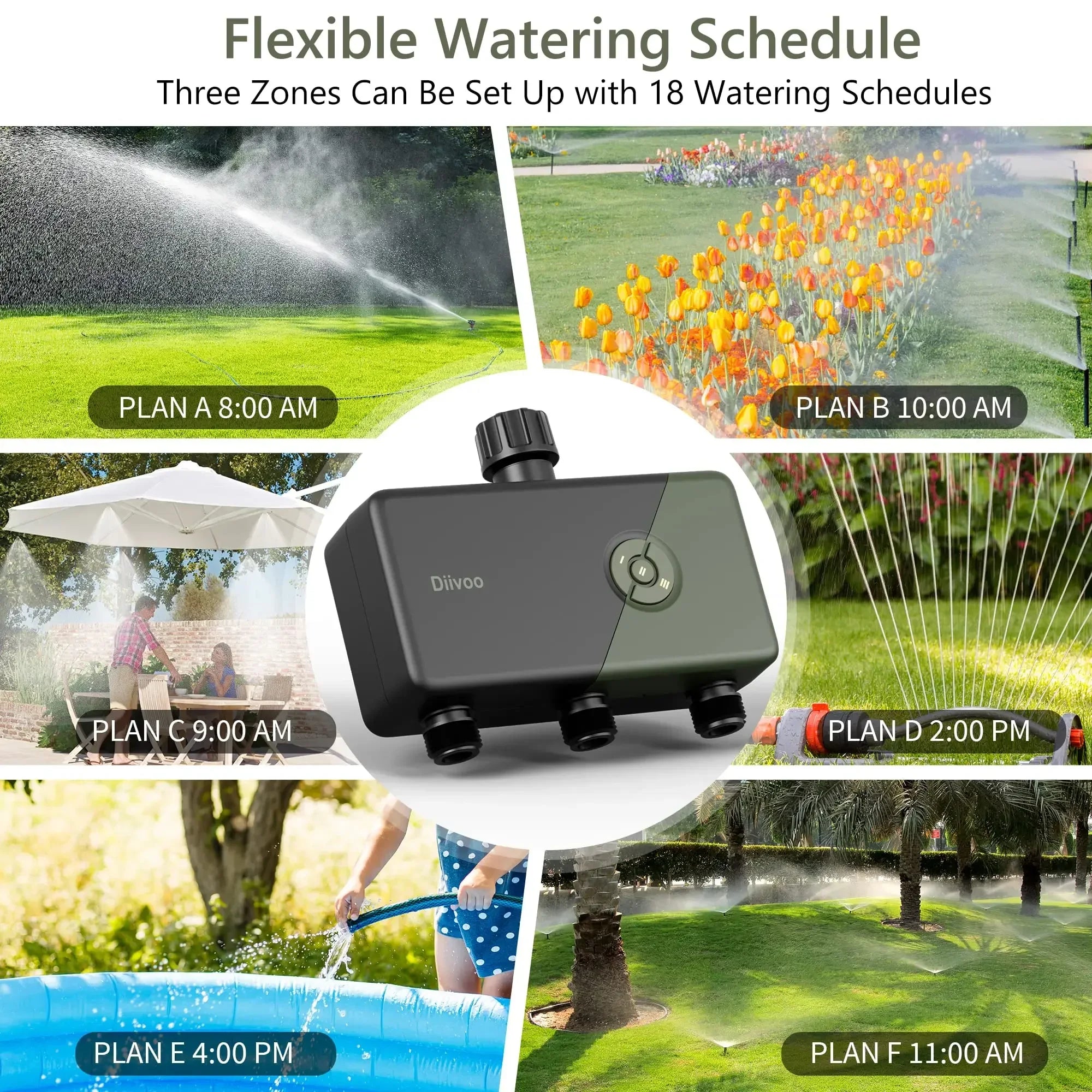 Diivoo WIFI Controller Timer Smart Patio Irrigation Watering System Garden Timer Hose Control Device with Alexa Support