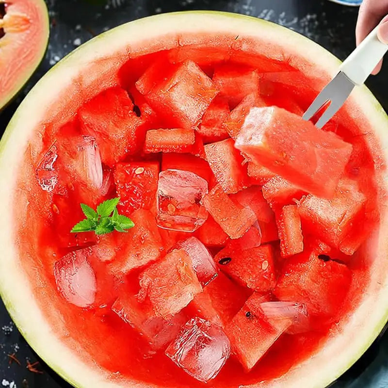 3-in-1 Watermelon Cutter Slicer Tool, Stainless Steel Water melon Fork Popsicle Watermelon Knife Fruit Cutter Kitchen Gadgets