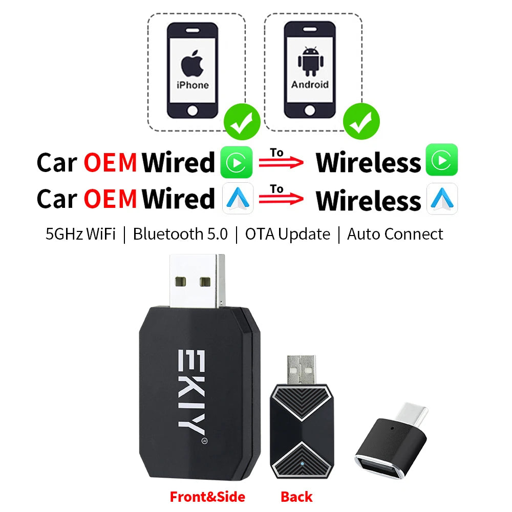 EKIY Mini Carplay Smart Box Wireless Android Auto Adapter Car Play Dongle Plug And Play For Volkswagen Toyota Peugeot Volvo