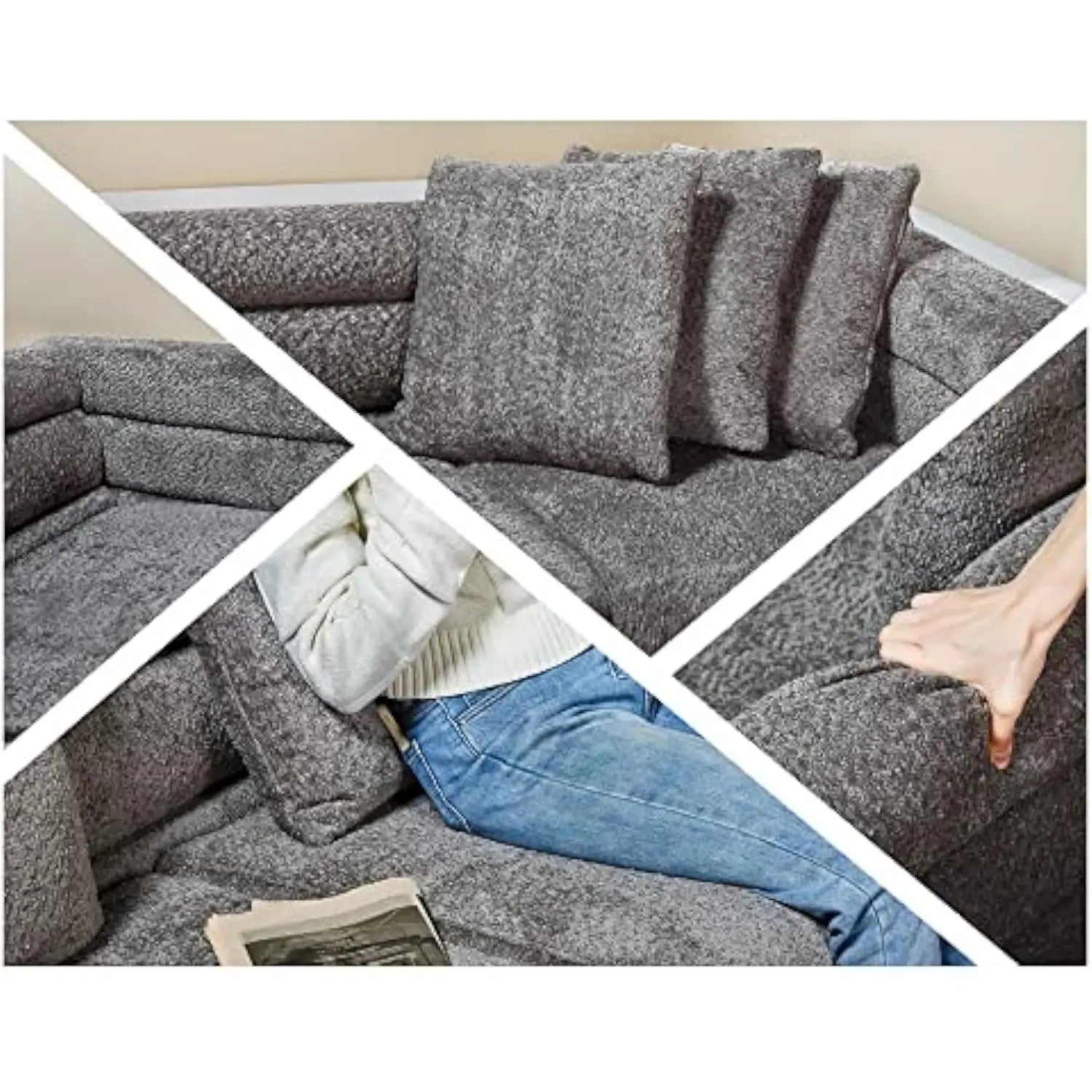 Oversized Sofa 85 inch Sofa Couch 3 Seater Comfy  Deep Seat Sofa for Living Room - Grey