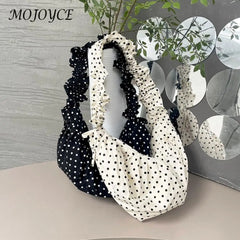 Women Retro Polka Dot Large Capacity Shoulder Bag Versatile Tote for Fashionable Outdoor Travel and Daily Use