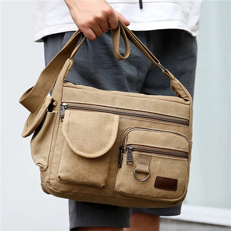 Men Canvas Shoulder Bags Casual Tote Travel Men's Crossbody Bag Luxury Messenger Bags Fashion High Quality Handbag