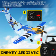 P51 Mustang 400MM RC Airplane 2.4G 4CH 6 Axis RTF One Key Aerobatic RC Aircraft with Xpilot Stabilization Warbird Plane