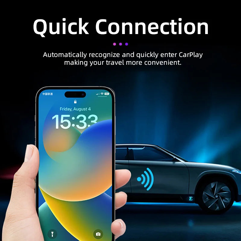 TIMEKNOW Wireless CarPlay Adapter for Apple iPhone Wired to Wireless Carplay Dongle Plug And Play USB Connection Auto Car Dongle