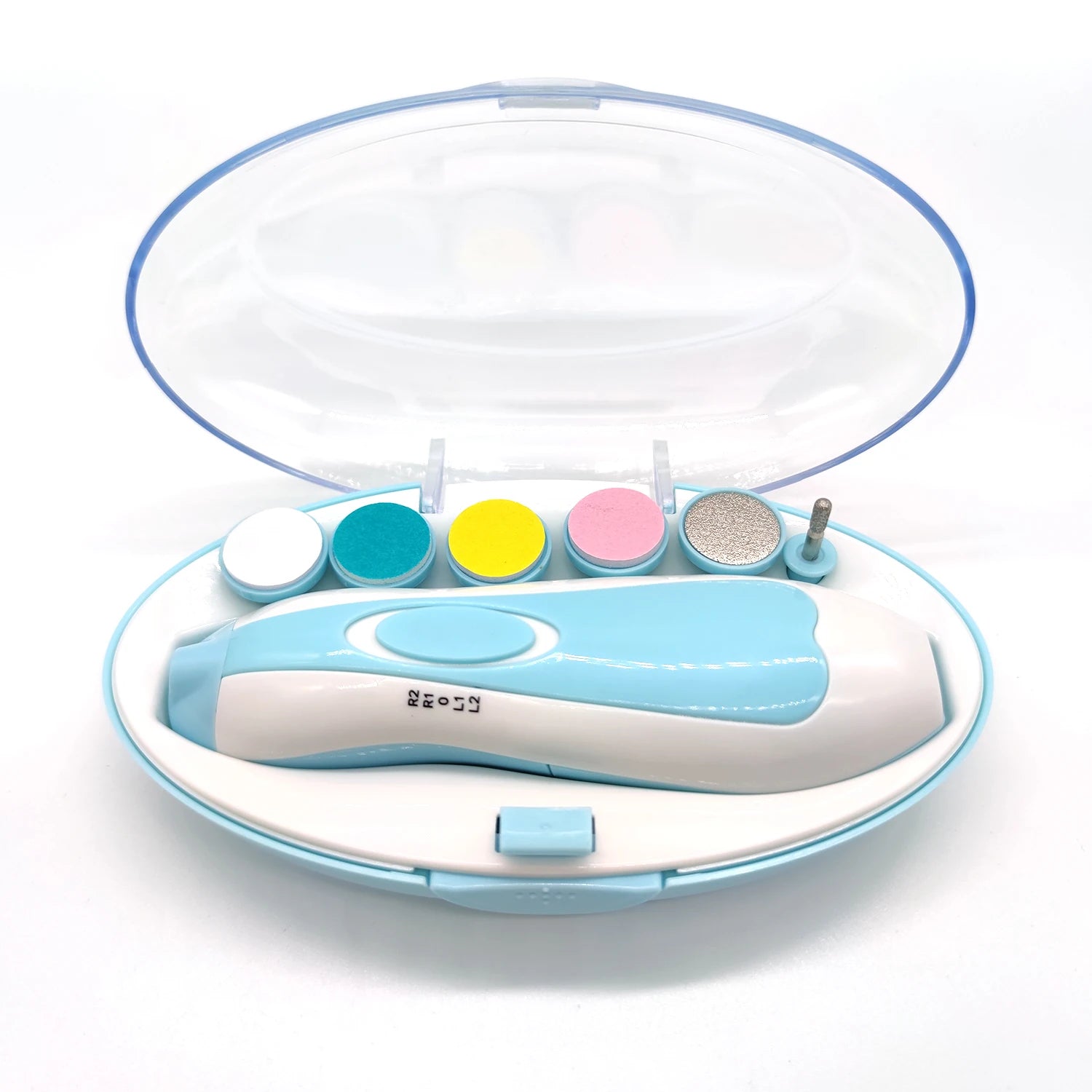 Baby electric nail grinder, available in pink and blue, specially designed for newborn care, safer and more reassuring