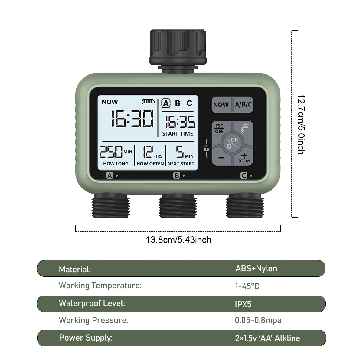 Eshico HCT-378 Garden Smart Triple Irrigation Timer Watering System（3 Outlet）