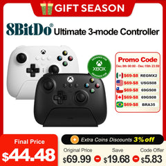 8BitDo Ultimate 3-mode Controller Gamepad with Hall Effect Joysticks for Xbox Series X S, Xbox One, PC Windows 10 11 and Android