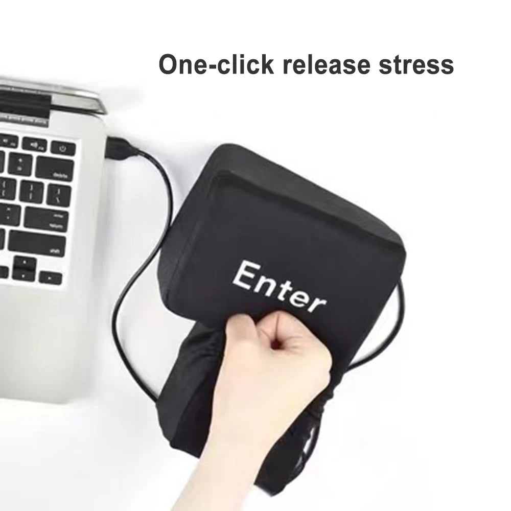 Big USB Enter Key Anti Stress Button Decompression Computer Vent Pillows Button Desktop Pillow For Programmer