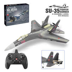 Su35 Rc Plane 4CH Foam Remote Control Airplane Model QF009 J16 Glider 2.4G 360° Flip-Roll 525mm Fixed Wing Fighter Aircraft Toy