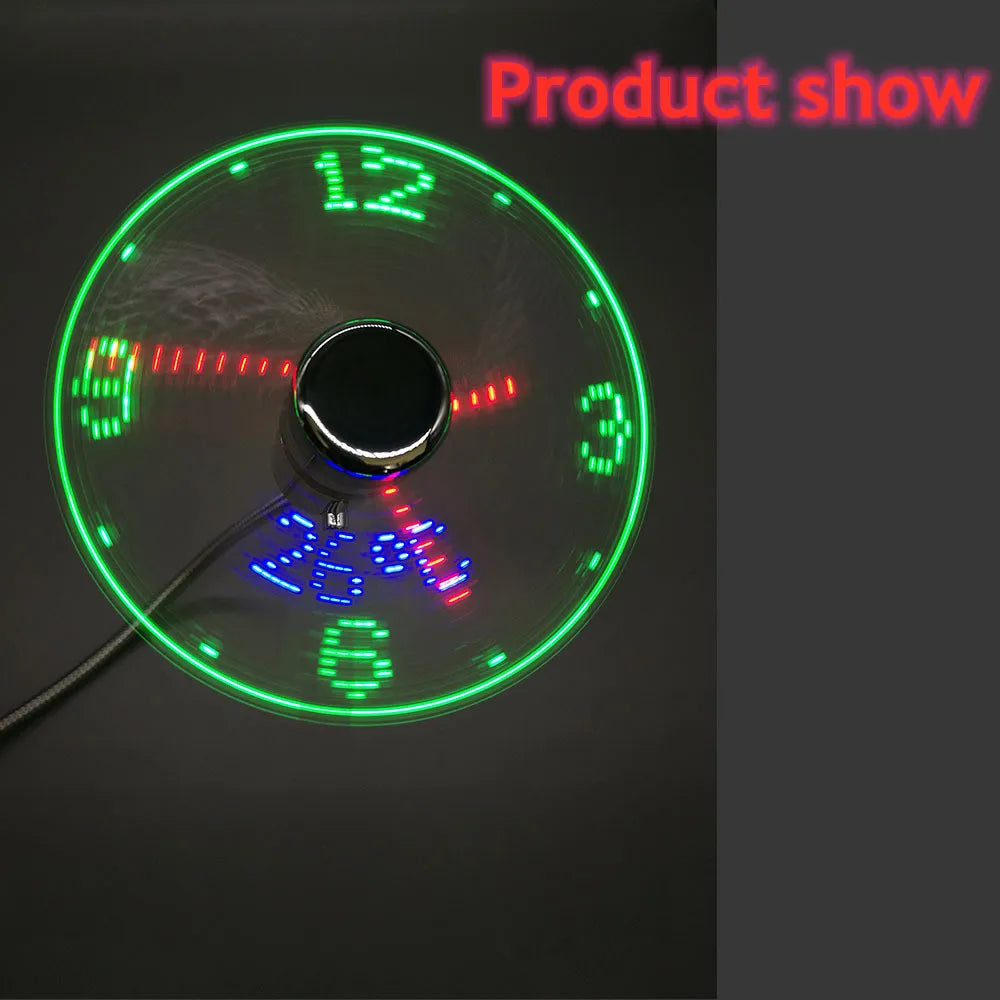 USB Gadgets Clock Fans Desk Ture Time Temperature Display With Small Night light Metal