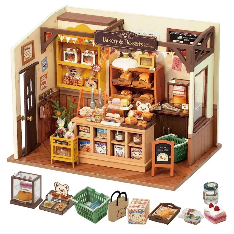 Robotime Rolife Becka's Baking House 3D Puzzle DIY Miniature Dollhouse Kit Amazing Gift for Children DG161