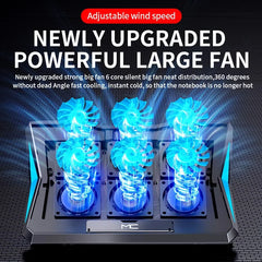 Q3 Gaming Laptop Cooler With Six Fans Adjustable Height Silent Cooling Pad Laptops Computer Stand For Laptops Below 15.6-inch