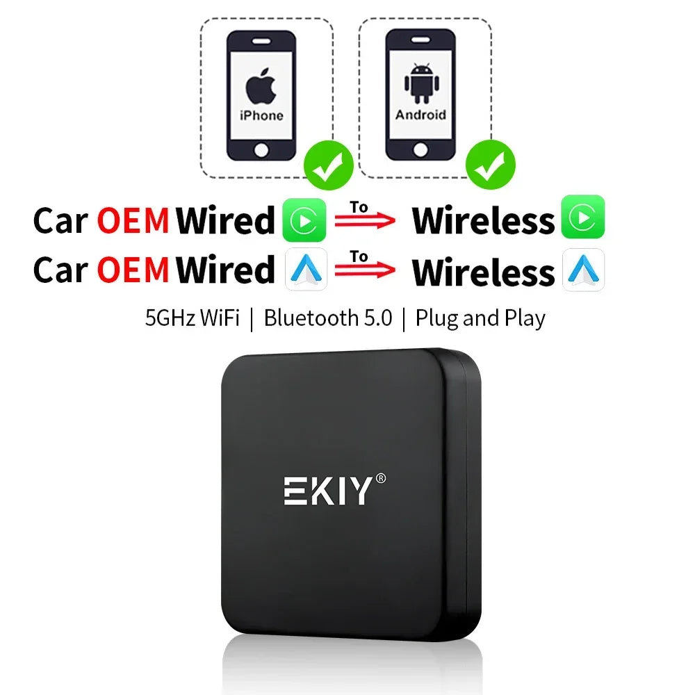 EKIY Mini Carplay Smart Box Wireless Android Auto Adapter Car Play Dongle Plug And Play For Volkswagen Toyota Peugeot Volvo