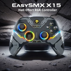 EasySMX X15 Wireless PC Gamepad, Bluetooth Joystick Controller for PC Windows, Nintendo Switch, Android/iOS, RGB, Hall Effect