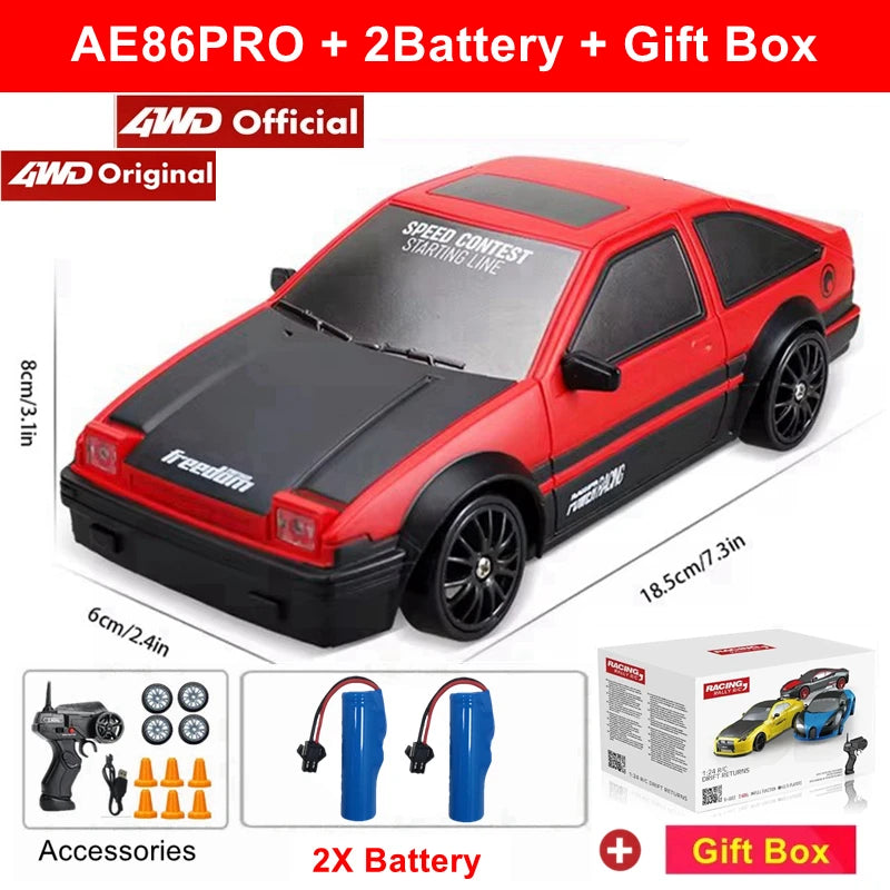 4WD RC Drift Car Remote Control GTRPRO AE86PRO Model 4x4 Racing RTR Radio Truck Vehicle Toy Gift for Boy Girl Children Kid Adult