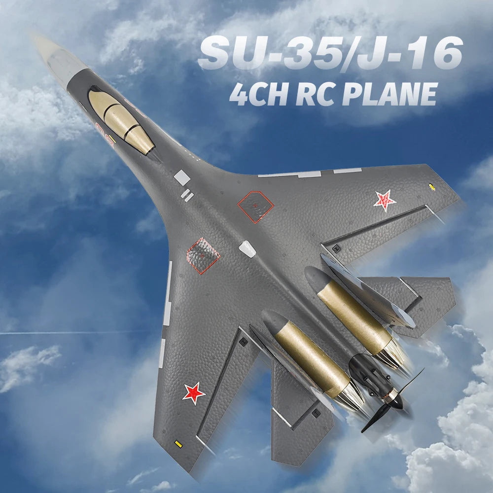 Su35 Rc Plane 4CH Foam Remote Control Airplane Model QF009 J16 Glider 2.4G 360° Flip-Roll 525mm Fixed Wing Fighter Aircraft Toy