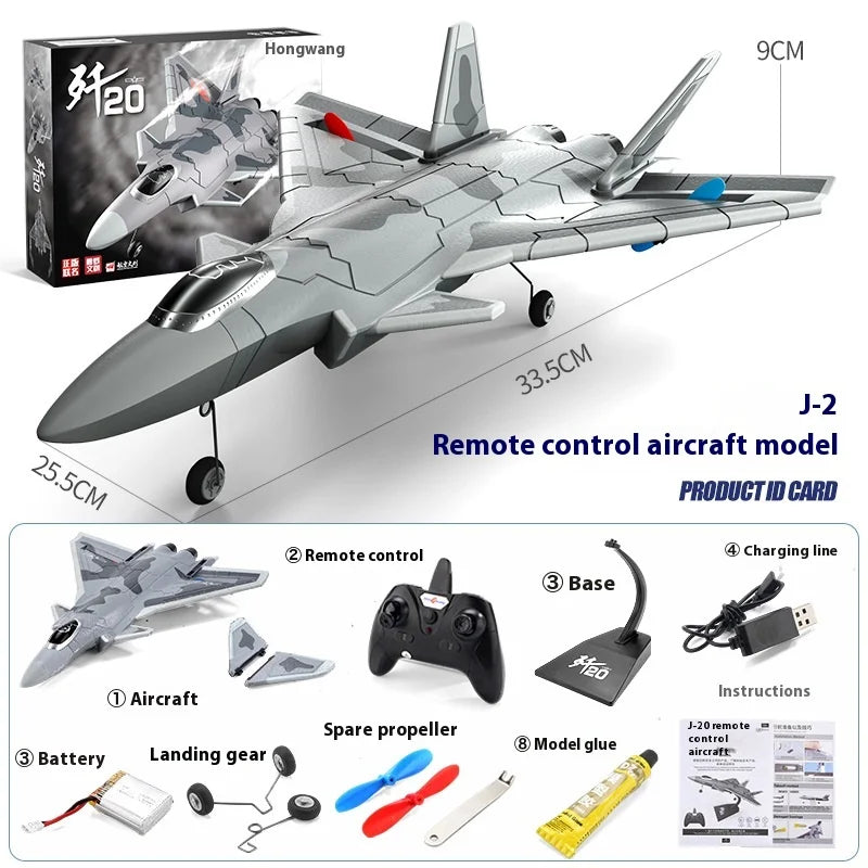 Rc Plane New Two Channel J-20 Glider J20 Fighter Fixed Wing Electric Decoration Aircraft Model Remote Control Foam Aircraft