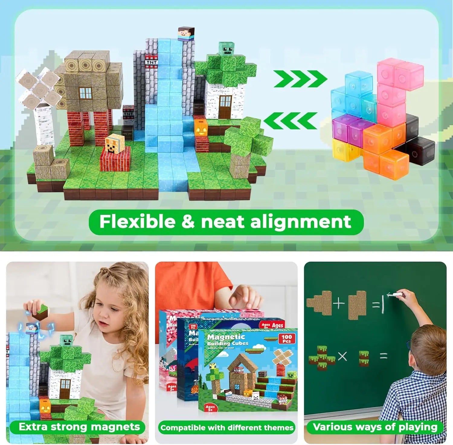 17-192PCS Creative Magnetic Building Blocks Mine Magnet World Set Toys Christmas Gift For Boys Girls DIY STEM Education Toys