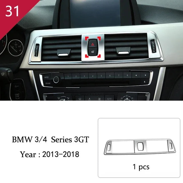 For BMW 3 4 Series F30 F31 F34 F36 Car Styling interior Buttons panel frame Decoration Cover Trim stainless steel Accessories