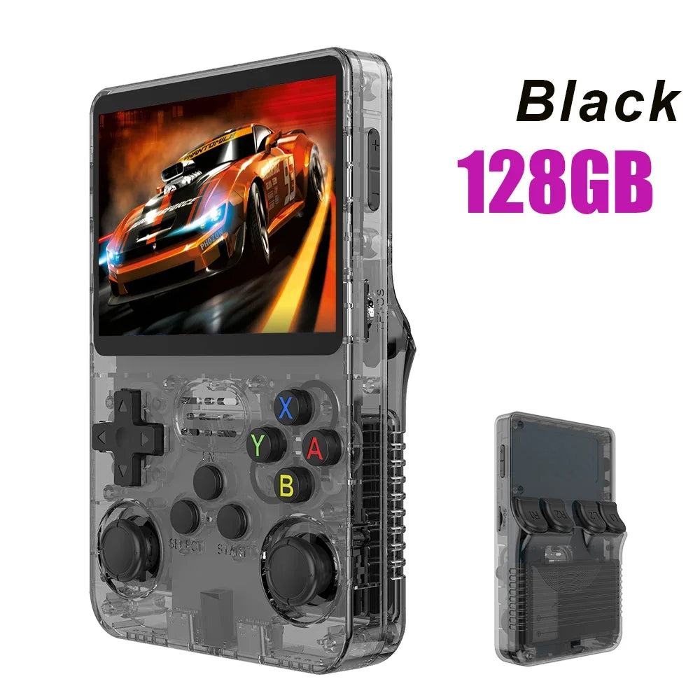 NEW Red R36S 128GB Retro Handheld Video Game Console Linux System 3.5 Inch IPS Screen Portable Pocket 64GB Gaming Boys Gift