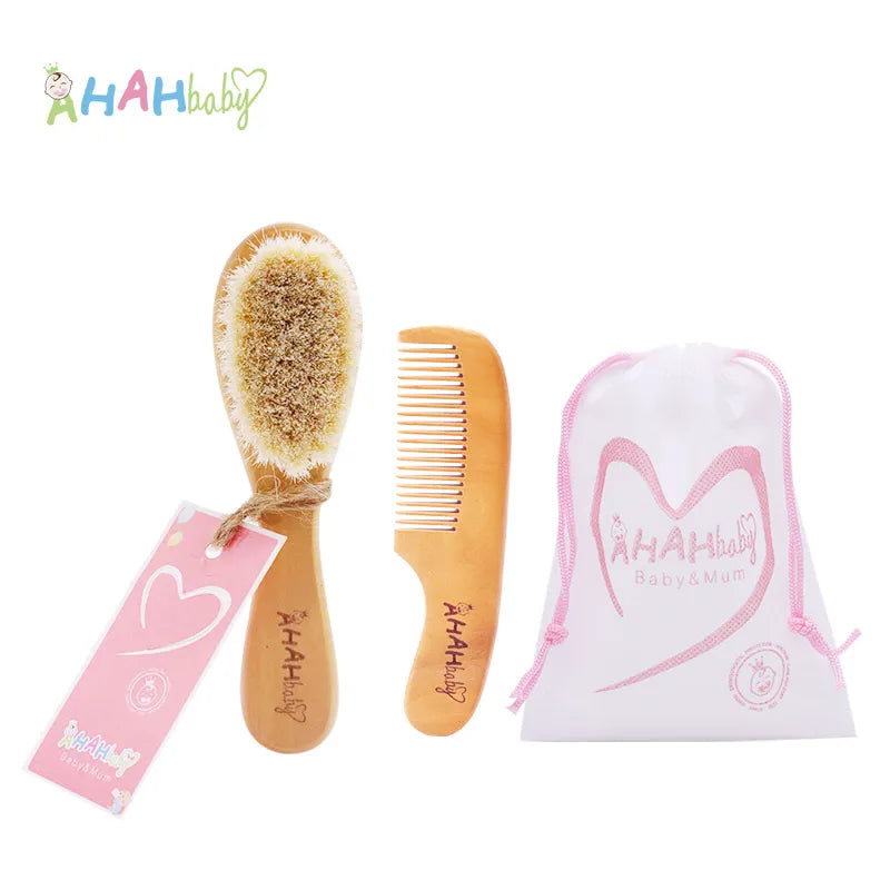 2pcs/Set Baby Hair Brush And Comb Set for Newborn Wood Comb For Hair Massage Bath Shower Mini Baby Brush Kids Pocket HairBrush