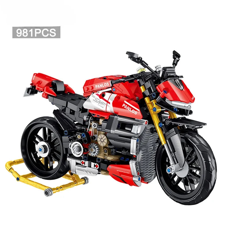 981Pcs City Technical Locomotive Motorcycle Building Blocks MOC Speed Supercar Motorbike Model Bricks Boy Toy for Childrens Gift