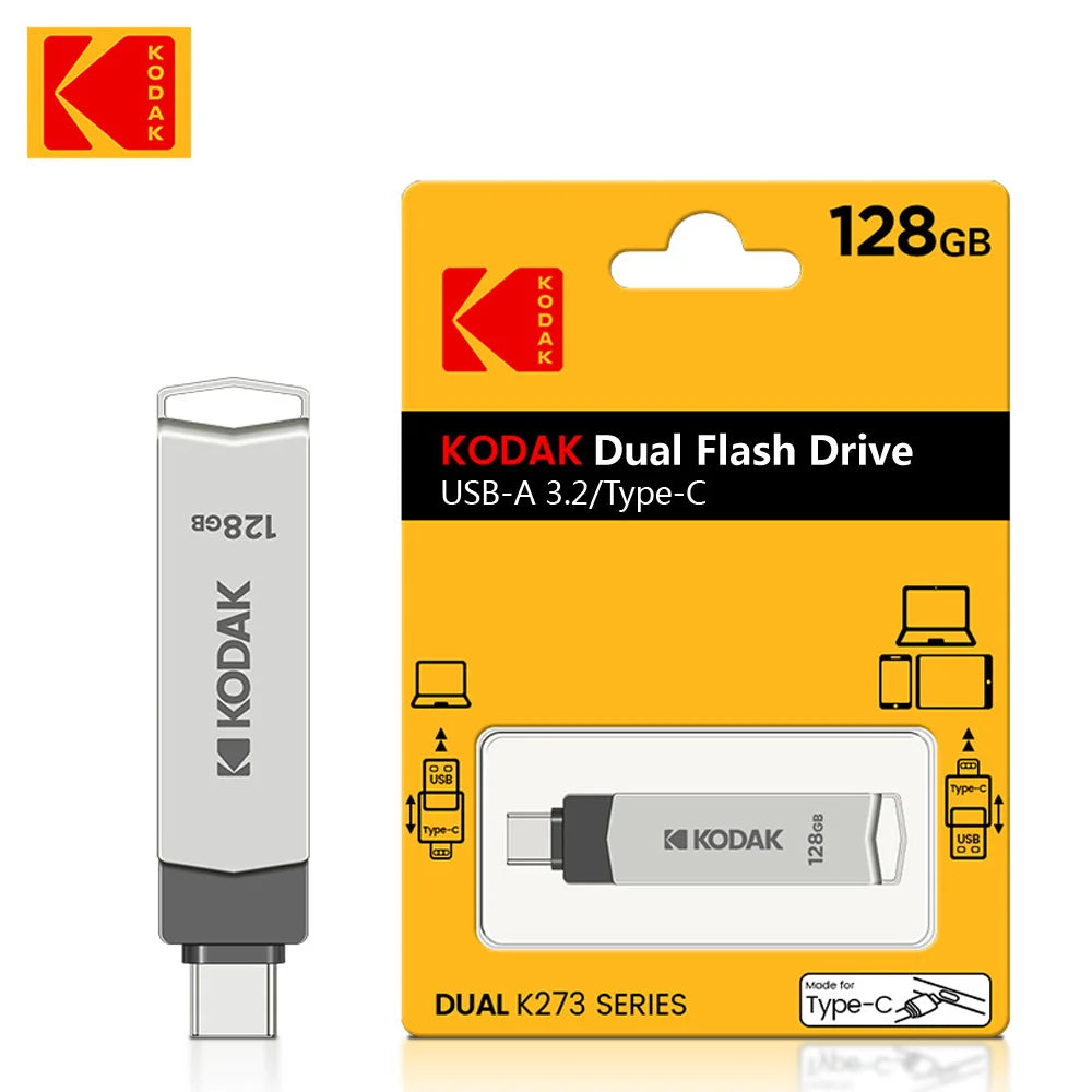 Kodak k273 high-speed USB flash drive 3.2 interface Type-C mobile phone computer dual-use 32G,64GB,128Gstorage USB flash drive