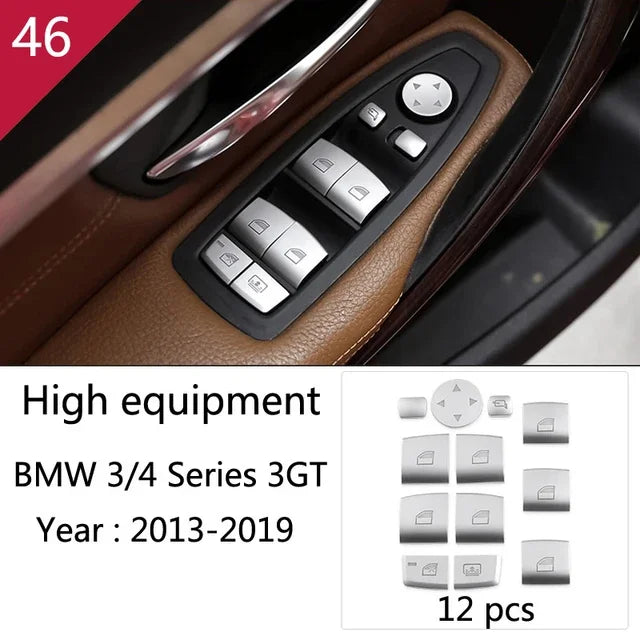 For BMW 3 4 Series F30 F31 F34 F36 Car Styling interior Buttons panel frame Decoration Cover Trim stainless steel Accessories